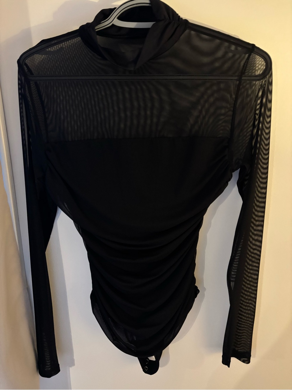 Black Sheer Mock Neck Long Sleeve Top - Women - Picture 2 of 3